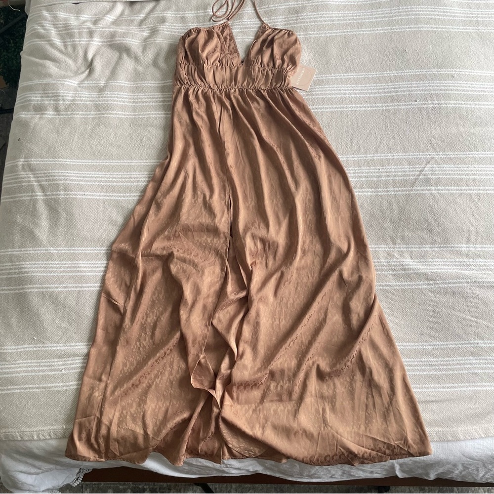 NWT Kittenish light brown halter top maxi dress